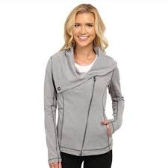 LUCY Hatha Flow Asymmetrical Grey Zipper Workout Yoga Jacket M - Picture 1 of 10